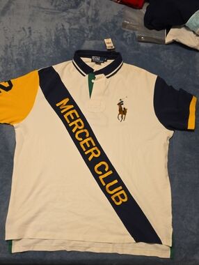 Polo by Ralph Lauren White, Navy & Yellow Mercer Club Polo